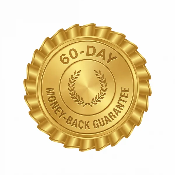 60-day 100% money-back guarantee seal
